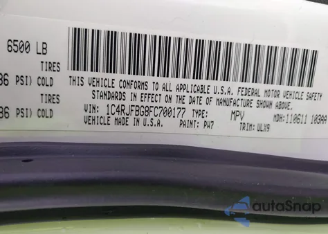 2015 Jeep Grand Cherokee Limited z USA, uszkodzony, nr VIN 1C4RJFBG8FC700177